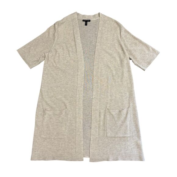 Eileen Fisher Merino Wool Blend Open Cardigan Sweater System in Cream - Size L - Picture 1 of 8